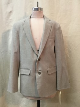 VAN HEUSEN, Beige, Cotton, Synthetic, Heathered, Heather Beige, Notched Lapel, 2 Buttons,