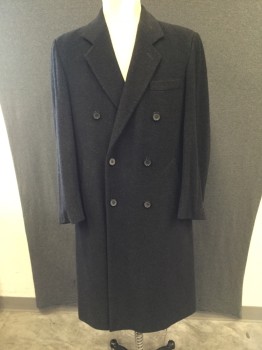 N/L, Charcoal Gray, Wool, Heathered, Double Breasted, Notched Lapel, 3 Pockets, Slit Center Back,