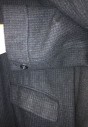 EAGLE CLOTHES, Black, Blue, Green, Wool, Grid , Notched Lapel, Sb, 3 Button Front, 2 Pockets, Back Vent, 1/2 Lined Back.