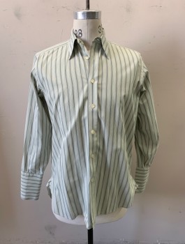 DARCY CLOTHING, Off White, Green, Black, Cotton, Stripes - Vertical , B.F., L/S,