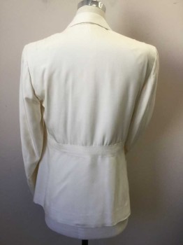 MTO, Cream, Silk, Solid, Double Breasted, Exaggerated Peaked Lapel, 3 Patch Pocket,  Waistband Insert at Back,