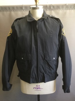 BLAUER, Black, Nylon, Polyester, Solid, Zip Front, Cargo Pockets, Collar Attached, "Bureau of Police Portland" Patches on Arms, Removable Liner, Epaulets, Side Zip Under Arms
