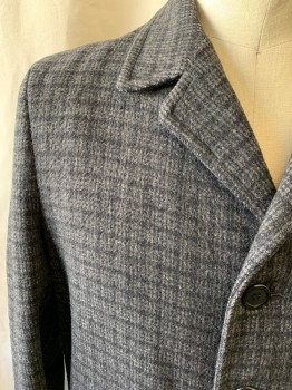 WEBSTER, Gray, Black, Wool, Grid , Plaid, 1950's, Single Breasted, Collar Attached, Notched Lapel, 2 Flap Pockets, Long Sleeves, Button Tabs at Cuff