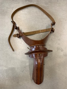 MTO, Brown, Leather, Solid, SHOULDER GUARD, 2 Adj Belts, Small Adjustable Straps By Arm Guard