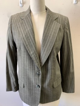 N/L, Lt Brown, Wool, 2 Color Weave, Stripes - Vertical , Single Breasted, 2 Buttons, Notched Lapel, 3 Pockets, Padded Shoulders
