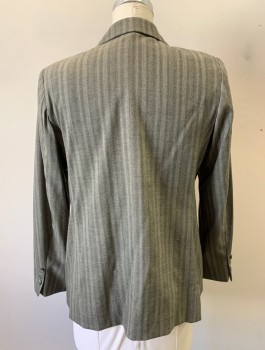 N/L, Lt Brown, Wool, 2 Color Weave, Stripes - Vertical , Single Breasted, 2 Buttons, Notched Lapel, 3 Pockets, Padded Shoulders