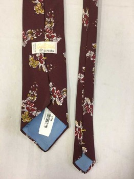 SUPERBA, Red Burgundy, Mustard Yellow, Off White, Red, Polyester, Novelty Pattern, Butterfly and Fairy Print
