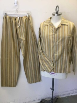 MTO, Mustard Yellow, Black, Gray, Yellow, Cotton, Stripes - Vertical , Notched Lapel, 4 Button Front, 1 Pocket, Long Sleeves, with Matching Pants, Multiples, See FC015823