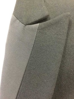 TONY BONNICI, Black, Wool, Silk, Solid, Double Breasted, Peaked Lapel, Faille Panel On Lapel, Faille Self Covered Buttons
