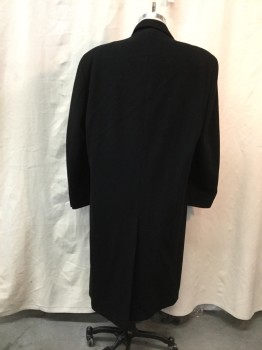 CLUB ROOM, Black, Wool, Polyester, Solid, 3 Button, Single Breasted, 3 Pockets, Notched Lapel, Slit at Center Back,