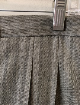 N/L, Lt Brown, Wool, 2 Color Weave, Stripes - Vertical , High Waist, Double Pleats, Tapered Leg, 2 Side Pockets, Invisible Zipper in Back