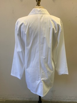 WONDER WINK, White, Poly/Cotton, Solid, 3 Buttons, 4 Pockets, Notched Lapel, Single Vent