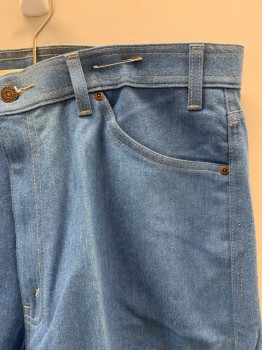LEVI'S , Lt Blue, Cotton, Solid, 5 Pckts, Zip Fly, Belt Loops, *Discoloration At Front And Back Right Leg*