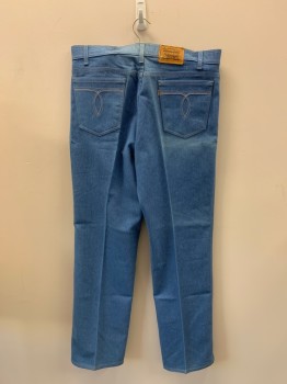 LEVI'S , Lt Blue, Cotton, Solid, 5 Pckts, Zip Fly, Belt Loops, *Discoloration At Front And Back Right Leg*