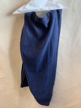 NL, Navy Blue, Cotton, Skirt. Made to Look Like Its Wrapped, Velcro & Mini Hooks on Inside