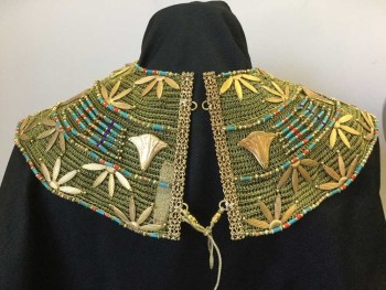 Gold, Turquoise Blue, Red, Royal Blue, Metallic/Metal, Beaded, Geometric, Floral, Gold Mesh Western, Embossed Floral Cut Outs Attached and Beading, Tie Back Close, Soft Scallopped Edge