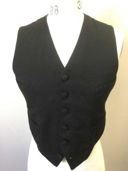 MTO, Black, White, Brown, Wool, Cotton, Solid, Speckled, Vest - Button Front, V-neck, 4 Pockets, Interior Buttons on Neck Edge for Addition of White Pique Accents, Printed Back, Adjustable Back Waist Buckle,