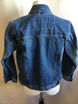 THE CHILDREN'S PLACE, Lt Blue, Cotton, Solid, Denim Jean Jacket, Collar Attached, Brass Button Front, 4 Pockets, Long Sleeves,
