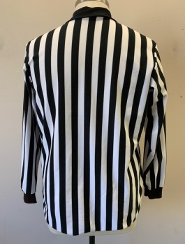 BRISTOL PRODUCTS, Black, White, Nylon, Polyester, Stripes - Vertical , Long Sleeves, Pullover, Solid Black Collar Attached, Zipper at Neck, 1 Patch Pocket
