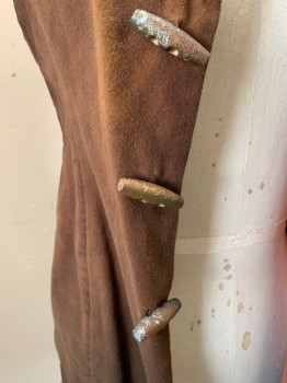 MTO, Brown, Terracotta Brown, Ochre Brown-Yellow, Microfiber, Faded, Button Front, Toggles, Toggle Back Belt, Ombre Fading, Raw Edge