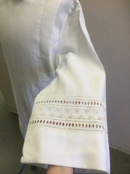 BEAU VESTE, White, Polyester, Solid, Double Breasted, Velcro, Embroidery Detail on Sleeves and Hem
