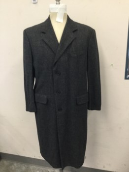 LONDON FOG, Gray, Lt Gray, Wool, Tweed, Gray Tweed Wool, Notched Lapel, 3 Button Single Breasted, 3 Pockets, Slit Center Back,