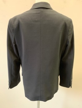 CALVIN KLEIN, Black, Polyester, Rayon, Solid, Single Breasted, Notched Lapel, 2 Buttons, 3 Pockets, Black Lining, Has a Double: FC076522