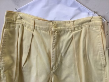 POLO, Yellow, Cotton, Solid, Double Pleats, 4 Pockets,