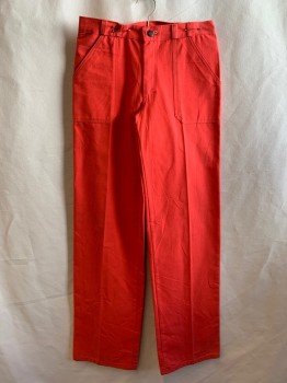 JEAN PAUL GERMAIN, Red, Cotton, Solid, 4 Pockets, Zip Fly, Button Closure, Thick Belt Loops *Threading Coming Out From Button Fly*