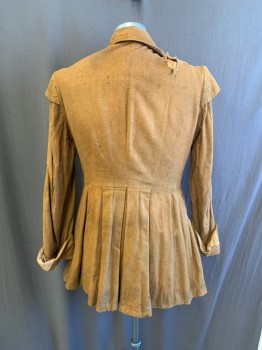 NL, Lt Brown, Wool, C.A., Single Breasted, Loop & Buttons, Cuffed, Pleated at Waist, Aged/Distressed,