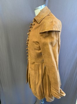NL, Lt Brown, Wool, C.A., Single Breasted, Loop & Buttons, Cuffed, Pleated at Waist, Aged/Distressed,