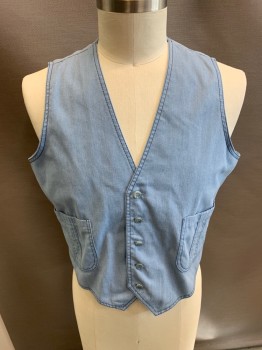 SEARS, Baby Blue, Cotton, Solid, 5 Button,2 Pocket with Top Stitching, Brushed Cotton.