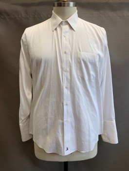 NORDSTROM, White, Cotton, Solid, C.A., Button Front, L/S, 1 Chest Pocket