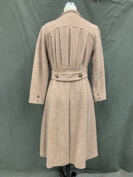 N/L, Mauve Pink, Cream, Wool, Grid , Double Breasted, Collar Attached, Notched Lapel, 3 Pockets, Long Sleeves, Pleated Back at Yoke, Self Button Tab Back Waist
