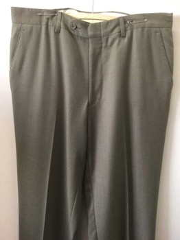 LINEA, Gray, Olive Green, Wool, Dots, Flat Front, Tab Waistband, 4 Pockets, Zip Fly