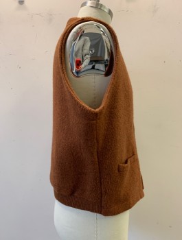 PANINI, Brown, Wool, Polyester, Solid, Button Front, 2 Pockets,