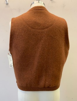 PANINI, Brown, Wool, Polyester, Solid, Button Front, 2 Pockets,