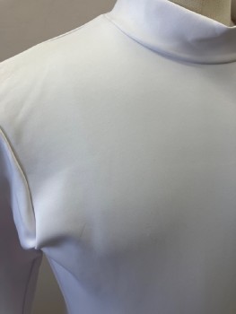 NO LABEL, White, Synthetic, Solid, Mock Neck, L/S,