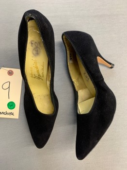 FRANCHINI, Black, Synthetic, Solid, PUMPS, Pointed Toe *Insoles are Coming Off*