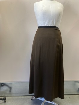 NL, Burnt Umber Brn, Wool, Solid, Skirt - Fastening Hooks at Side Waist, 2 Back Tucks From Waistband, Has Had Some Repairs (pictured) Bias Tape Inside Hem,