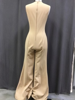 RIGHT ON, Tan Brown, Navy Blue, Gray, Red Burgundy, White, Polyester, Solid, Stripes, Crew Neck, Center Back Zipper,  Hook & Eye Closure for Neckline, Princess Seaming, Elephant Bell / Wide Bell Pants, Ribbons in the Colors Diagonally Wrapped As Trim to Neckline, No Pockets