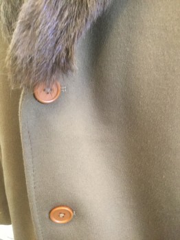 CARDO CADDEO/COLUMBO, Caramel Brown, Brown, Wool, Cashmere, Solid, Caramel Brown Wool/Cashmere Blend with Brown Faux Fur Collar, Single Breasted, 3 Buttons,  2 Pockets