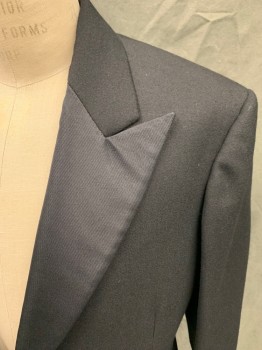 MTO / COSPROP, Black, Wool, Solid, Single Breasted, Collar Attached, Faille Peaked Lapel, 2 Buttons,  2 Pockets,