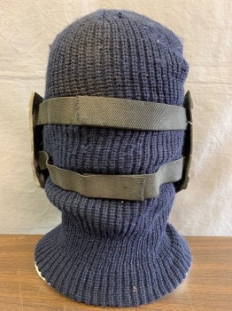 MTO, Gray, Bronze Metallic, Navy Blue, Plastic, Polyester, Color Blocking, Flexible Mask with Knit balaclava Attached, Aged, Multiple