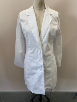 NL, White, Poly/Cotton, Solid, C.A., Notched Lapel, 3 Buttons, 2 Pockets, Belted Back,