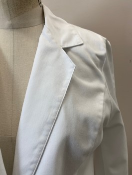 NL, White, Poly/Cotton, Solid, C.A., Notched Lapel, 3 Buttons, 2 Pockets, Belted Back,