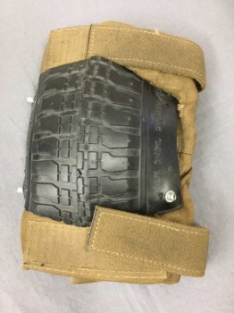 Black, Olive Green, Nylon, Rubber, SINGLE-Olive Drab Knee Pad With Rubber Tire At Knee. Velcro Closure