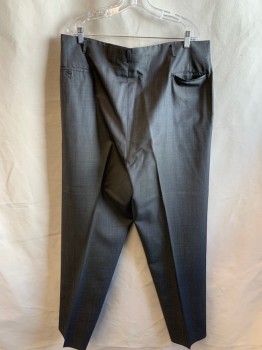 BENEDETTI, Dk Gray, Wool, Silk, Solid, Double Pleats, Zip Fly, 4 Pockets, Belt Loops