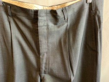 BENEDETTI, Dk Gray, Wool, Silk, Solid, Double Pleats, Zip Fly, 4 Pockets, Belt Loops