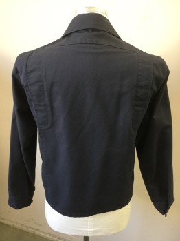 DICKIES, Navy Blue, Cotton, Polyester, Solid, Zip Front, Twill Weave,